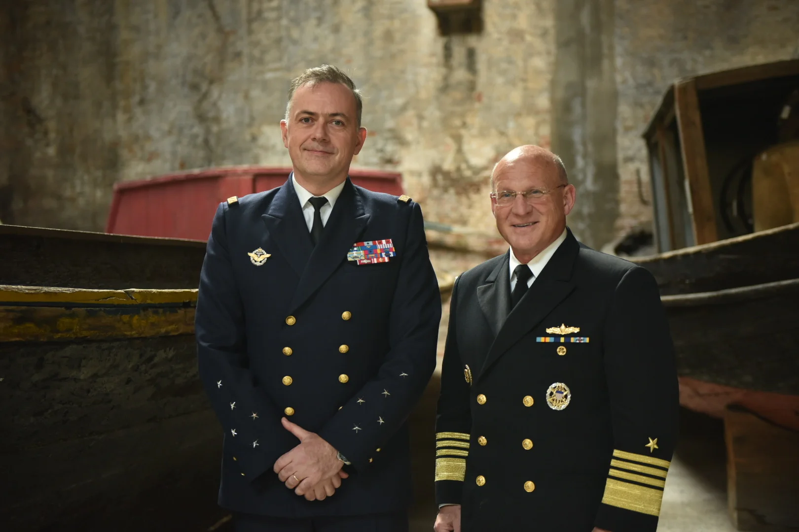 Le chef d'état-major de la marine nationale, l'amiral Pierre Vandier, et le chef des opérations navales de l'US Navy, l'amiral Mike Gilday
