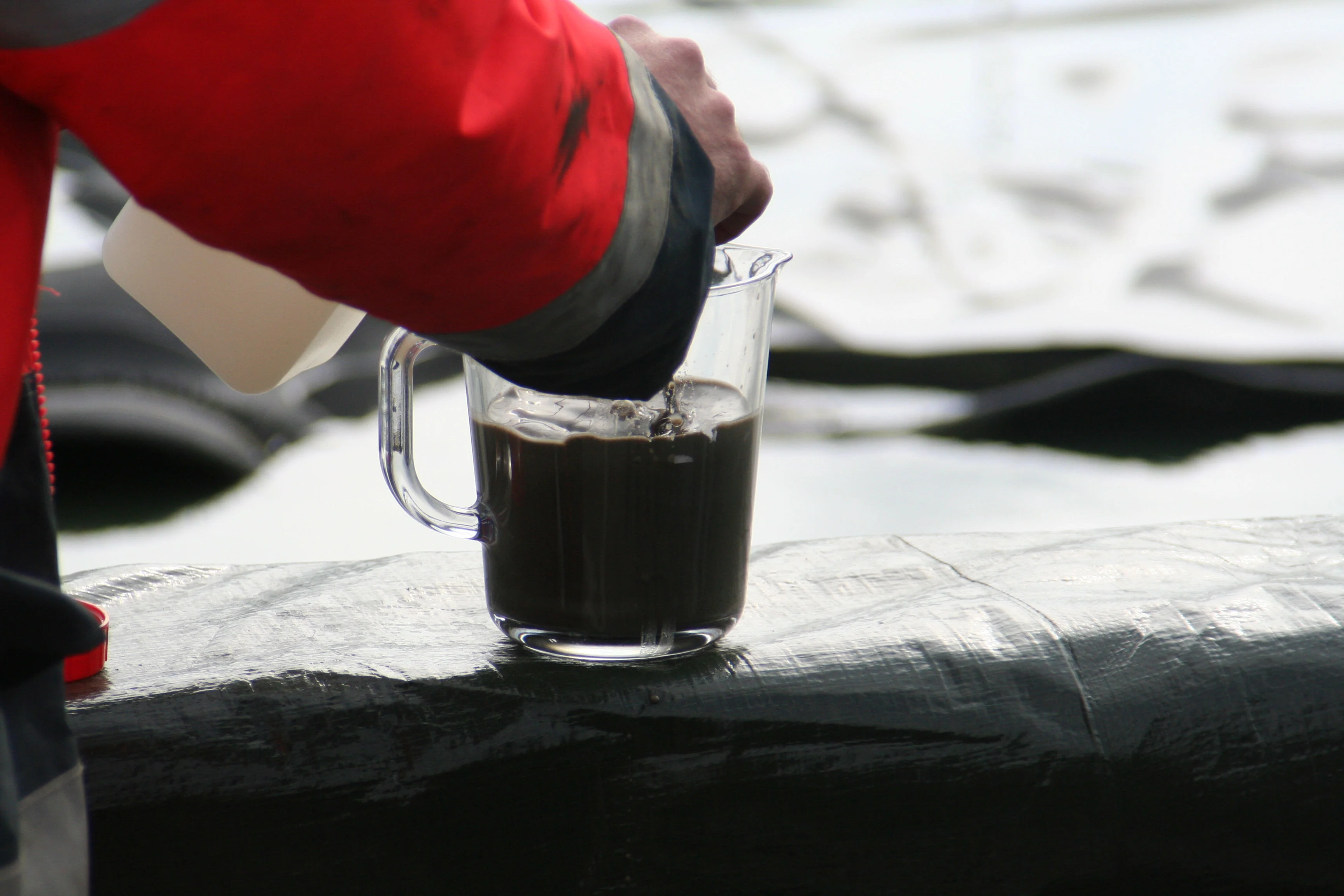 Avant l'ajout du produit chimique