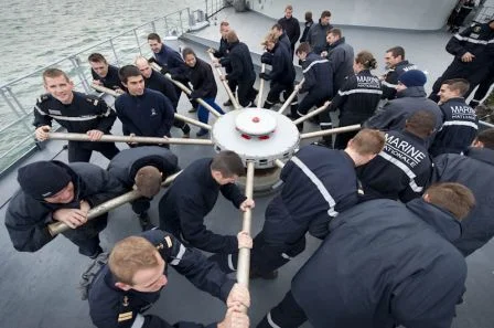 Remonter la chaîne d'ancre au cabestan