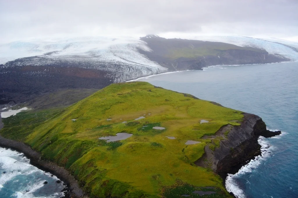 Vue aérienne de l'île australienne de Heard