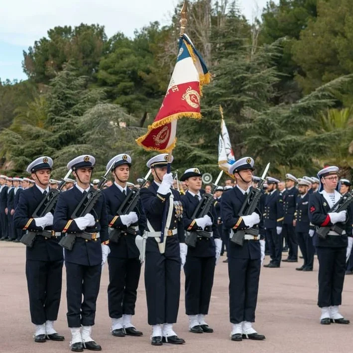 Cérémonie de présentation aux drapeaux au Pôle Écoles Méditerranée de St-Mandrier