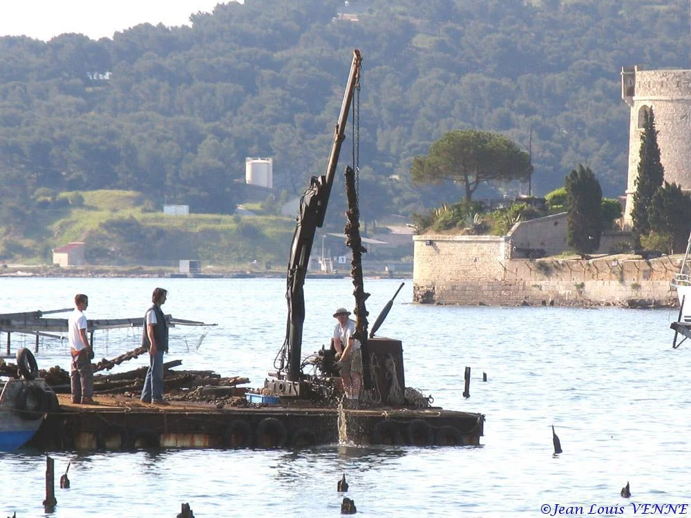 Extraction des pieux dans l’anse du Balaguier