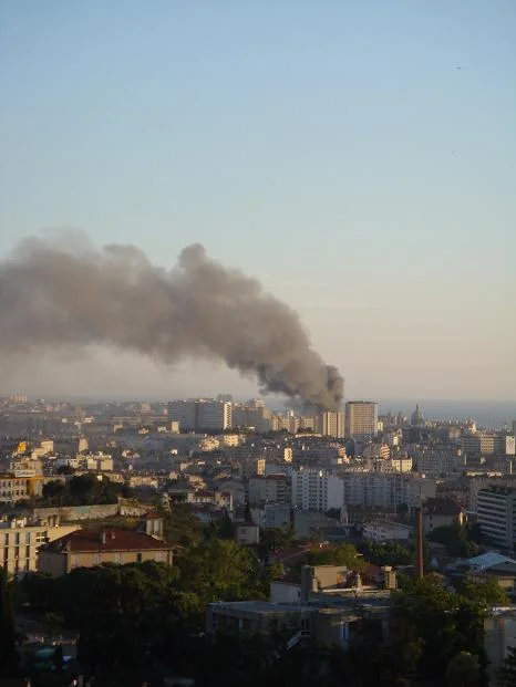 Le panache de fumée dégagée par l'incendie
