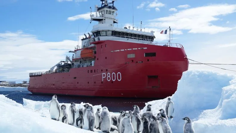 Le patrouilleur polaire L'Astrolabe accosté à la base de Dumont d’Urville
