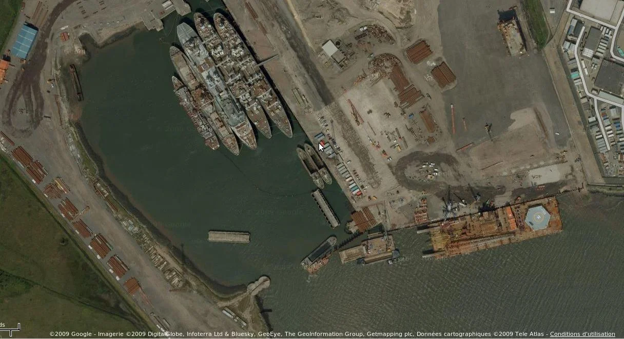 Vue aérienne du chantier naval de Hartlepool