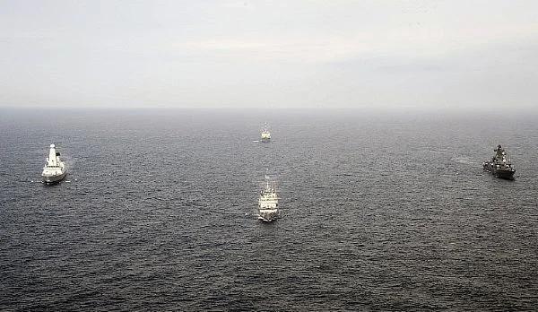Les 4 bâtiments participant à l'exercice